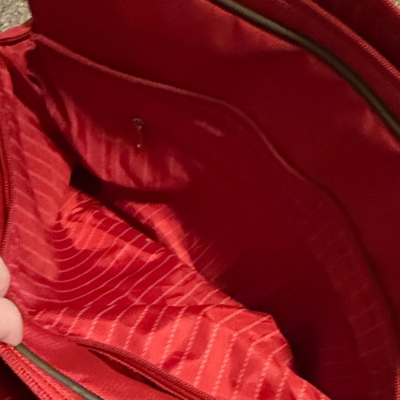 Chaps Red Tote with Brown Trim and Dual Handles - Picture 8 of 11